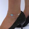 Anklet European and American style gorgeous decorative platinum blue opal butterfly anklet