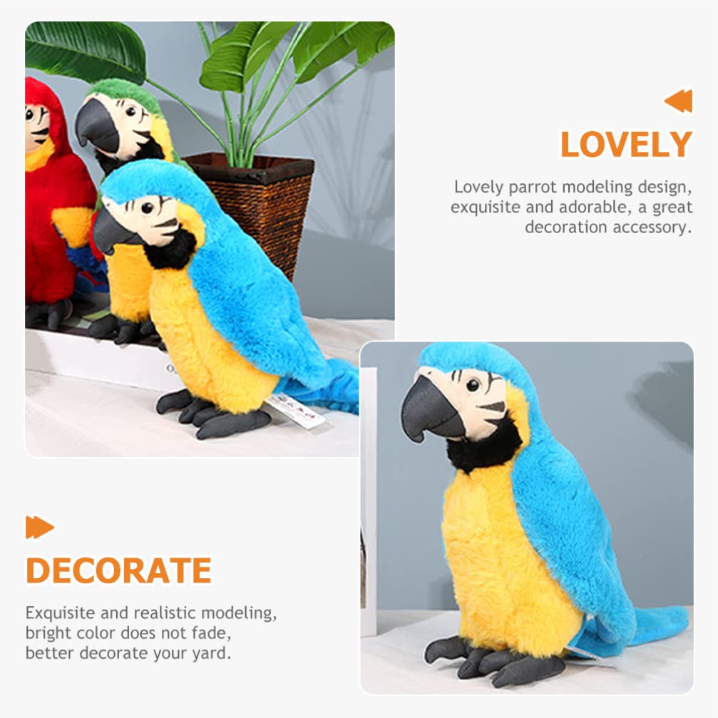 Zerodeko Fluffy Blue Parrot Plush Toy, Cute, Realistic Bird, Perfect for Kids, Christmas, or New Year's Gifts