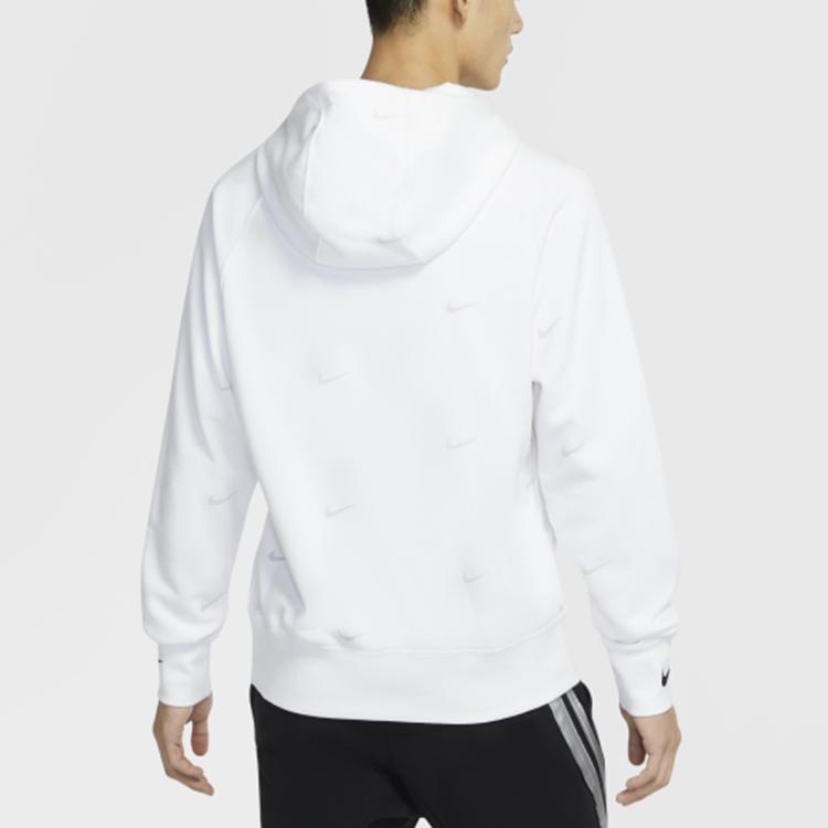 Nike Sportswear Swoosh All Over Print White Fleece Hoodie Unisex DA0111-100