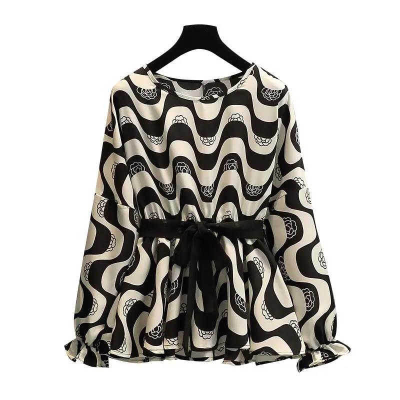Sweatshirt for Women Oversize Striped Print Loose Round Neck Casual Pullover Long Sleeve Top Sweatshirt