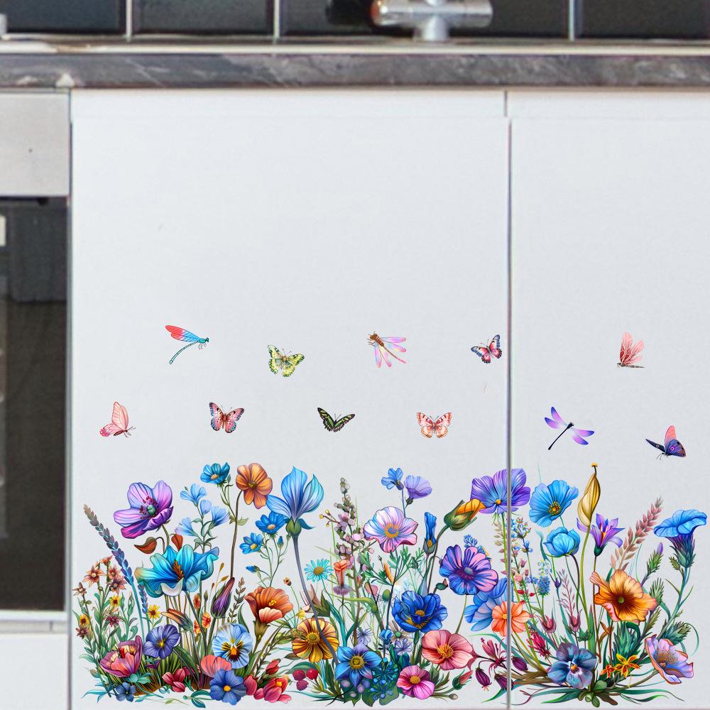 Colorful Floral & Butterfly Wall Stickers for Living Room, Bedroom, or Window