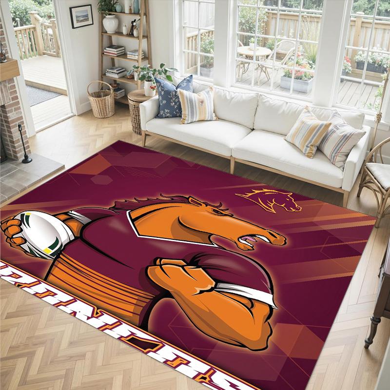 Brisbane Broncos Design Crystal Velvet Carpet Cozy Non?Slip Printed Rug For Bedroom Living Room Entrance