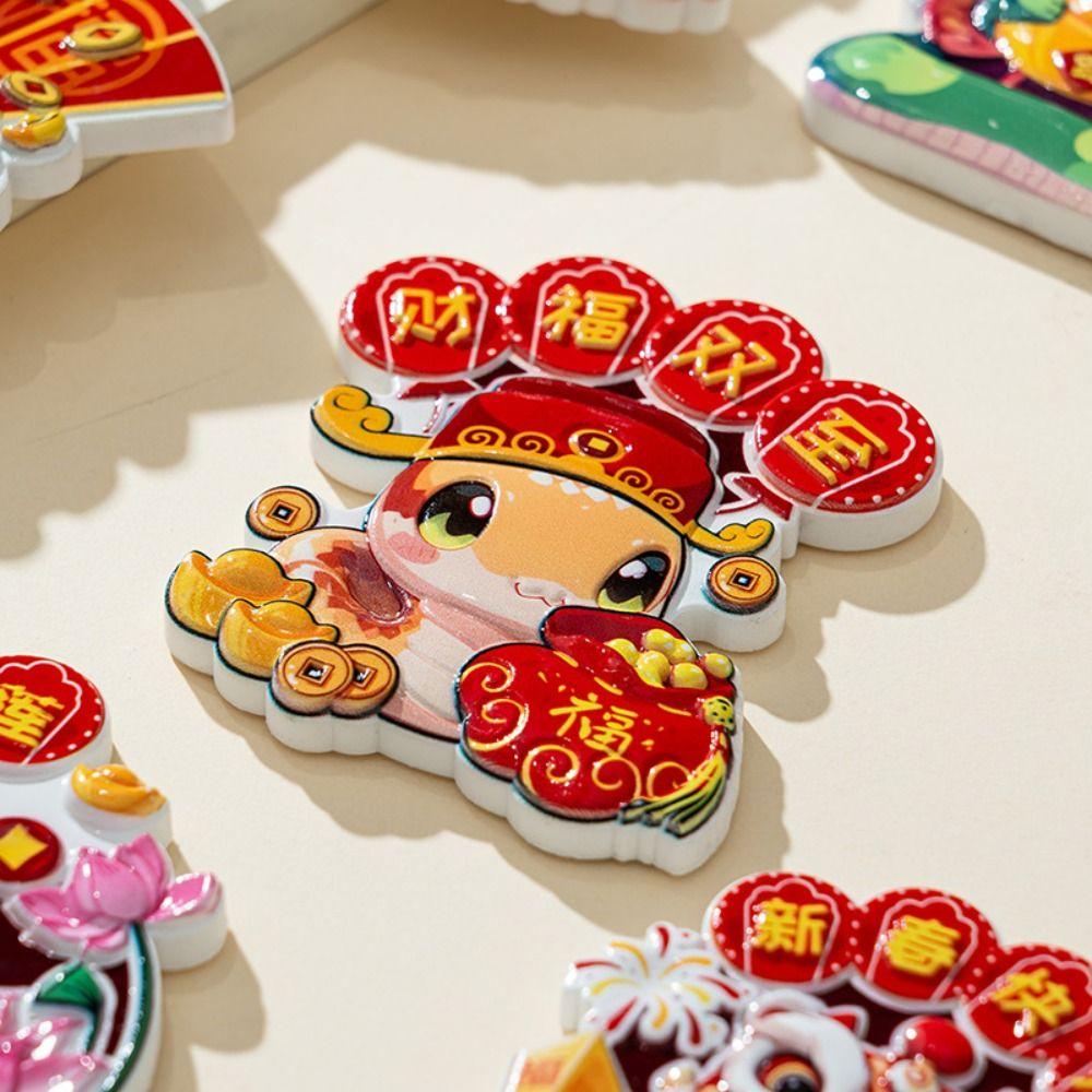 1/4 Stück Niedlicher Schlange Jahr Kühlschrankaufkleber Harz Magnetaufkleber Kühlschrankmagnete Fotoaufkleber