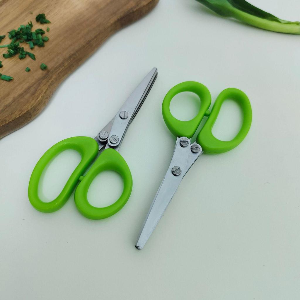 Five-Layer Herb Scissors: Multifunctional Kitchen Tool for Chopping Cilantro, Scallions, and Seaweed