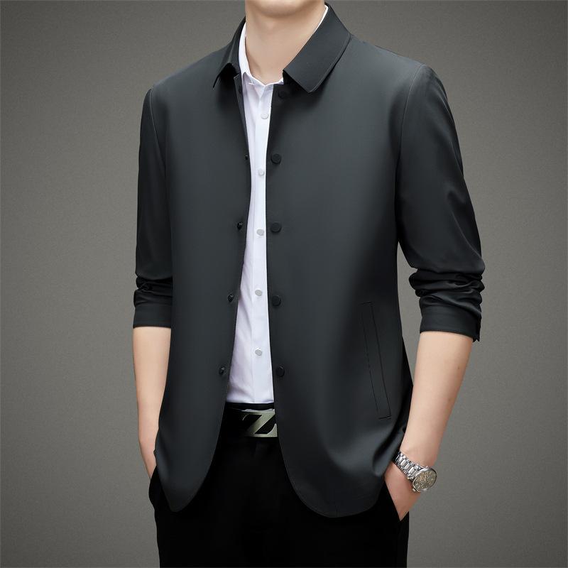 

Куртки для мужчин среднего возраста, пальто, деловые повседневные весенние и осенние мужские куртки, лацканы, скрытые пуговицы, короткая одежда для пап XXXXL