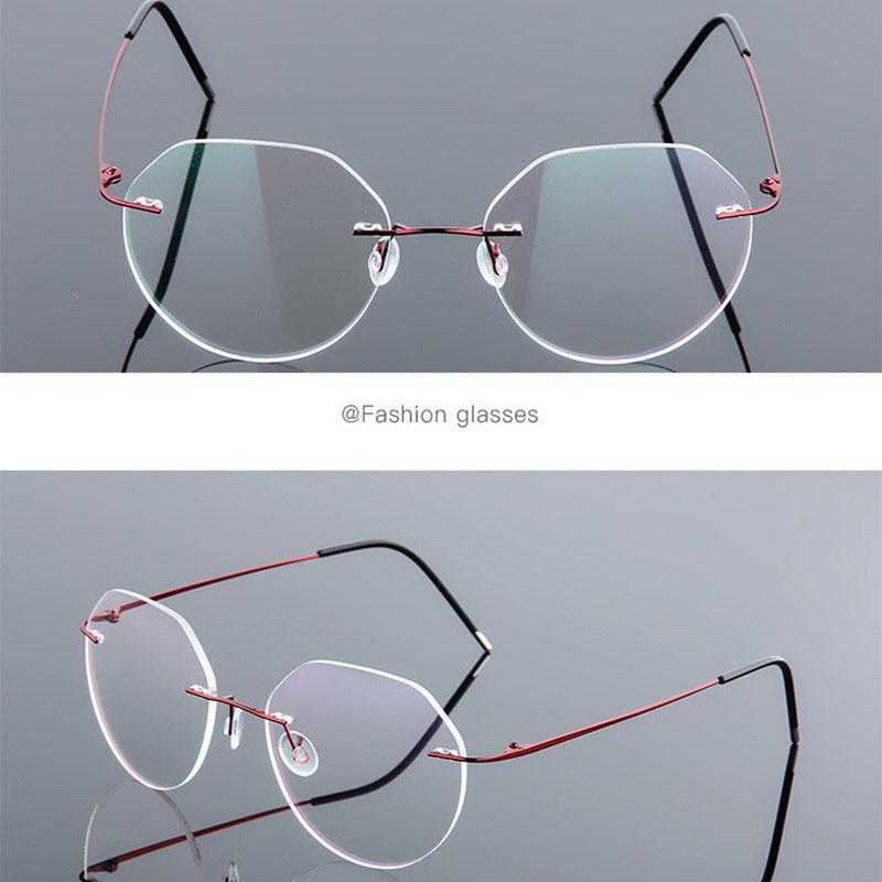 Polygon Foldable Flexible Ultra Light Titanium Alloy Myopia Eyeglasses Rimless Optical Glasses -0.5 -0.75 -1.0 -1.5 To -6.0