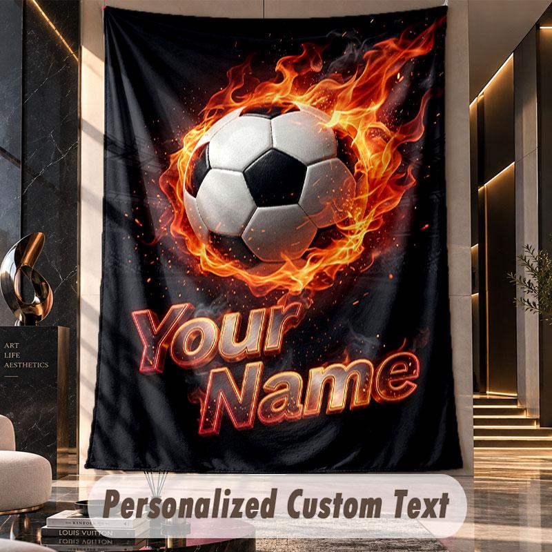 Soccer (144) Theme Custom Tapestry Personalized Custom Name Text Wall Hanging Tapestry Home Decor Background Cloth