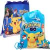 Pikachu Print Drawstring Backpack Kids PE School Sports Bag Cartoon Travel Storage Sack Children Birthday Party Gift