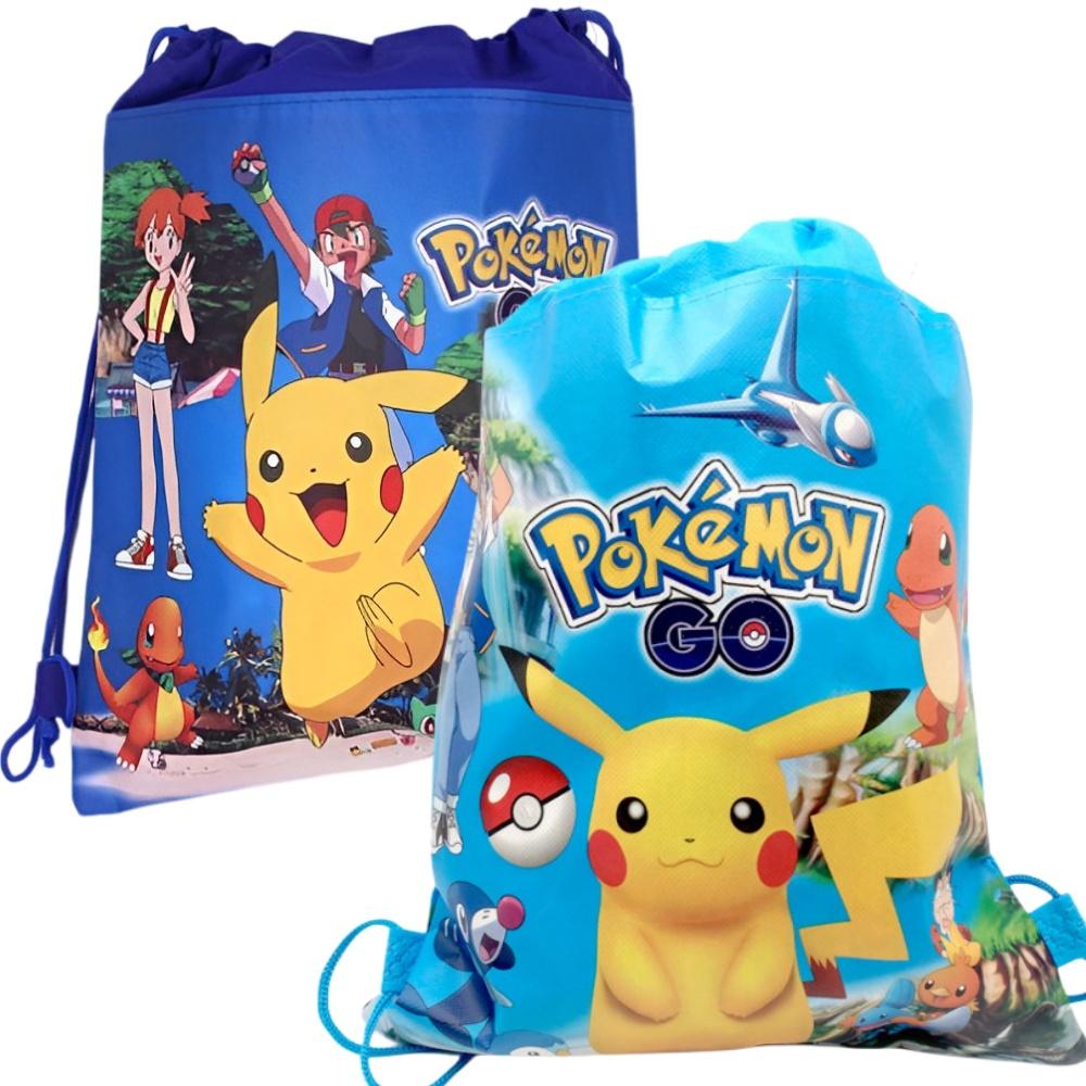 Pikachu Print Drawstring Backpack Kids PE School Sports Bag Cartoon Travel Storage Sack Children Birthday Party Gift