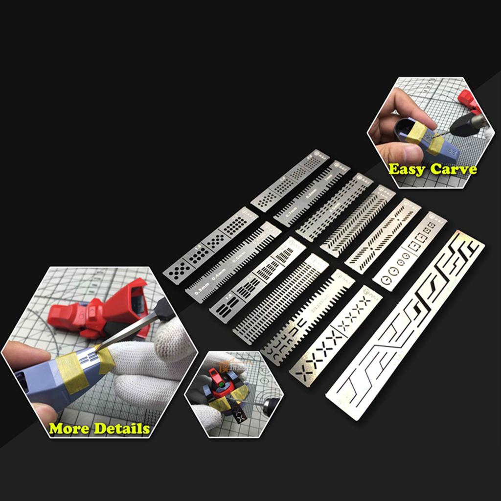 13 Kind Stainless Steel For 1/100 1/144 MG Gundam Detail-up Craft tool Auxiliary Stencil Templates Accessories