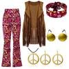 Hippie Disco 60s 70s Cosplay Costume Women Peace Love Girls Hip Indian Tassels Hippie Vest Cardigan Halloween Carnival Party
