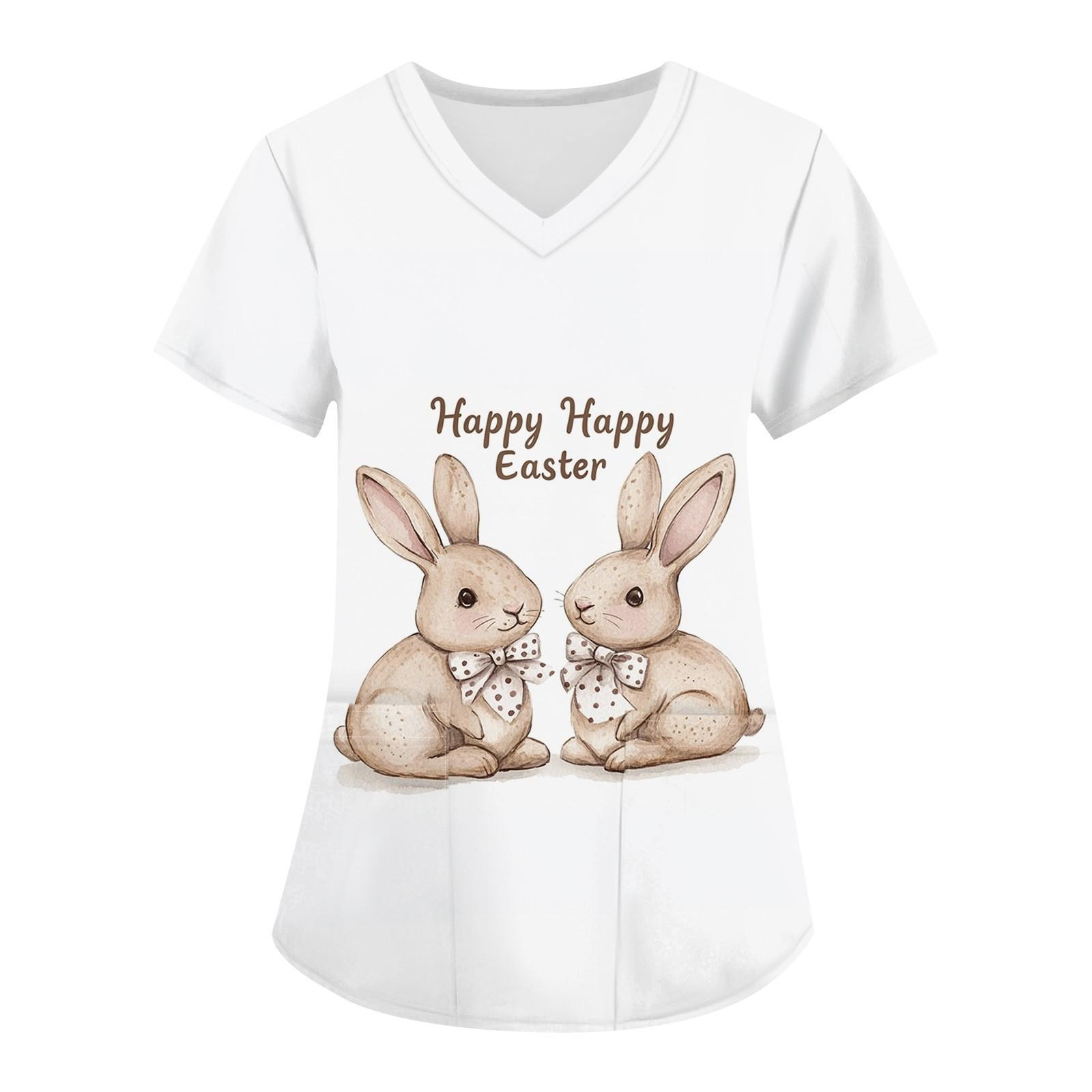 

Женская мода с v-образным вырезом, короткими рукавами и карманами, топы с принтом XL белый