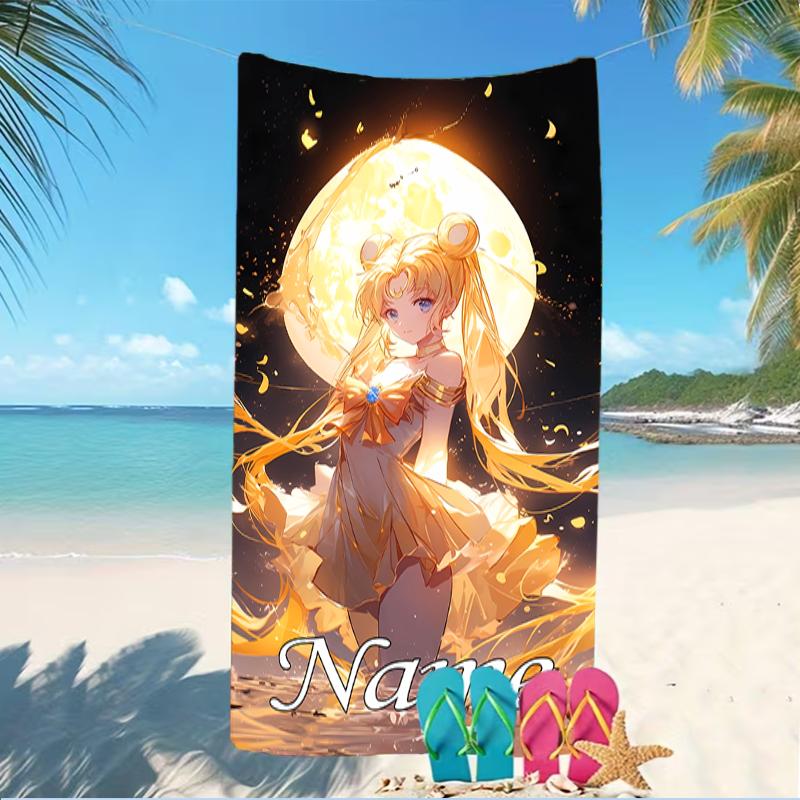 Customizable Personalized Beach Towels Sailor Moon Themed designs.Suitable for the Beach, Yoga, Sports;ideal As Beach Accessories