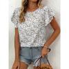Women S Floral Ruffle Sleeve Short Sleeve Blouse