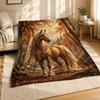 Majestätisches Pferd Herbstwald Korallenfleece Decke Pferde Deko