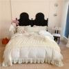 4Pcs Korean Princess Style Flowers Lace Ruffles Bedding Set Queen King Duvet Cover Bed Skirt/Bed Sheet/Fitted Sheet Pillowcase