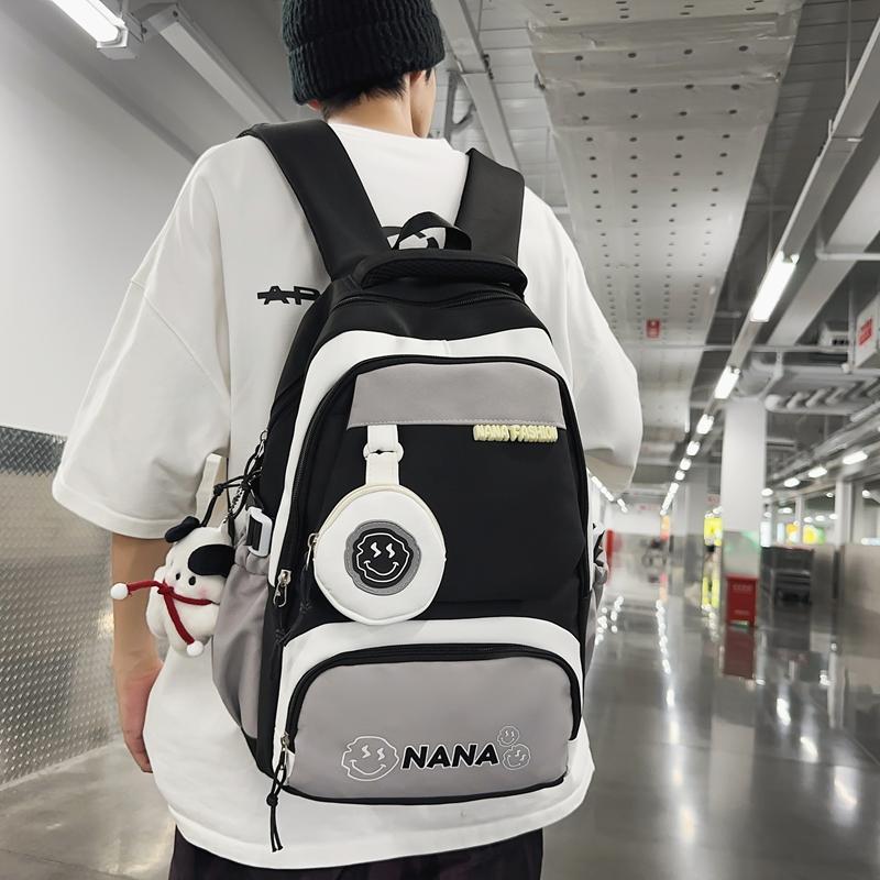 Студенческий школьный рюкзак женский цветной блок рюкзак мужской большой емкости — фото 18