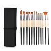 18pcs Artist Paint Brushes Set Bag Pack with Scraper Watercolor Brush Pen Nylon Hair Delicate Wooden   Handle