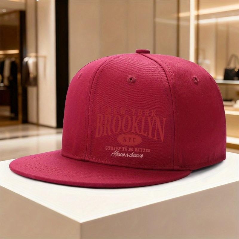 Brooklyn New York City Graphic Flat Brim Snapback Cap Adjustable Polyester Casual Unisex Adult Headwear One Size