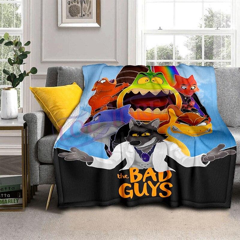 The Bad Guy Blankets Super Soft Cartoon TBG Flannel Blanket Warm Lightweight Kids Bedding Sofa Sofa Chairs All Seasons