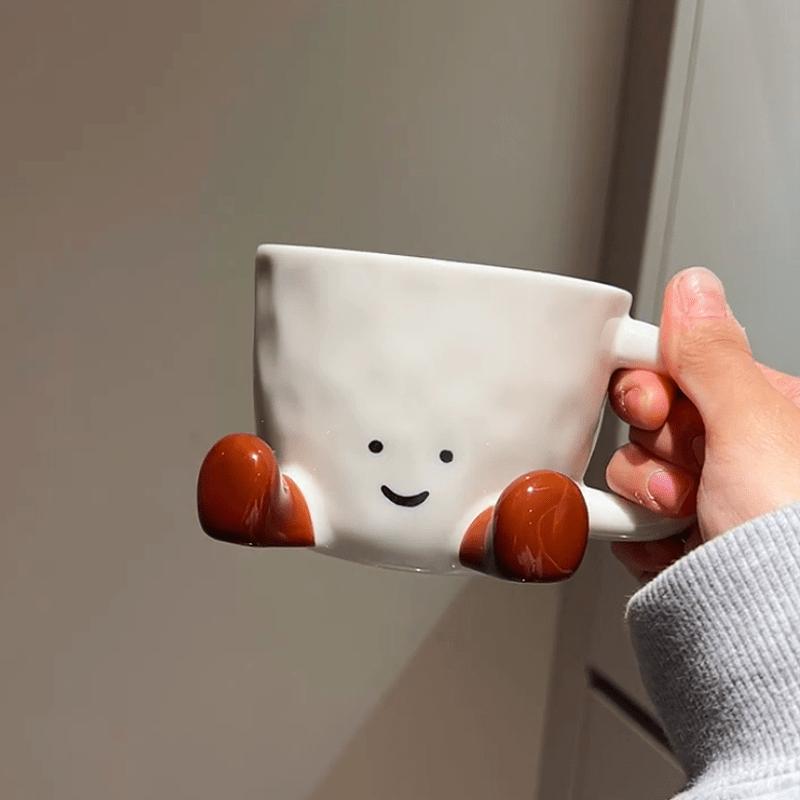 Cute Caramel Little Feet Ceramic Cup, Light Luxury Underglaze Cartoon Coffee Mug, Office Water Cup & Breakfast Cup