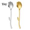 Dishwasher Safe Spoon Tulip Shaped Stainless Steel Spoon, Long Handle Coffee Ice Cream Kitchen Flatware Dessert Serving with Hanging Hook, Utensils