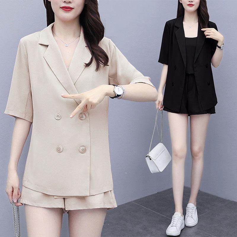 2024 Plus Size Summer Fashion 3-Piece Set: Stylish, Belly-Concealing Shorts Suit for Women