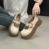 With skirt Mary Jane shoes, new spring and summer muffin platform single shoes, white one-word buckle strap small leather shoes
