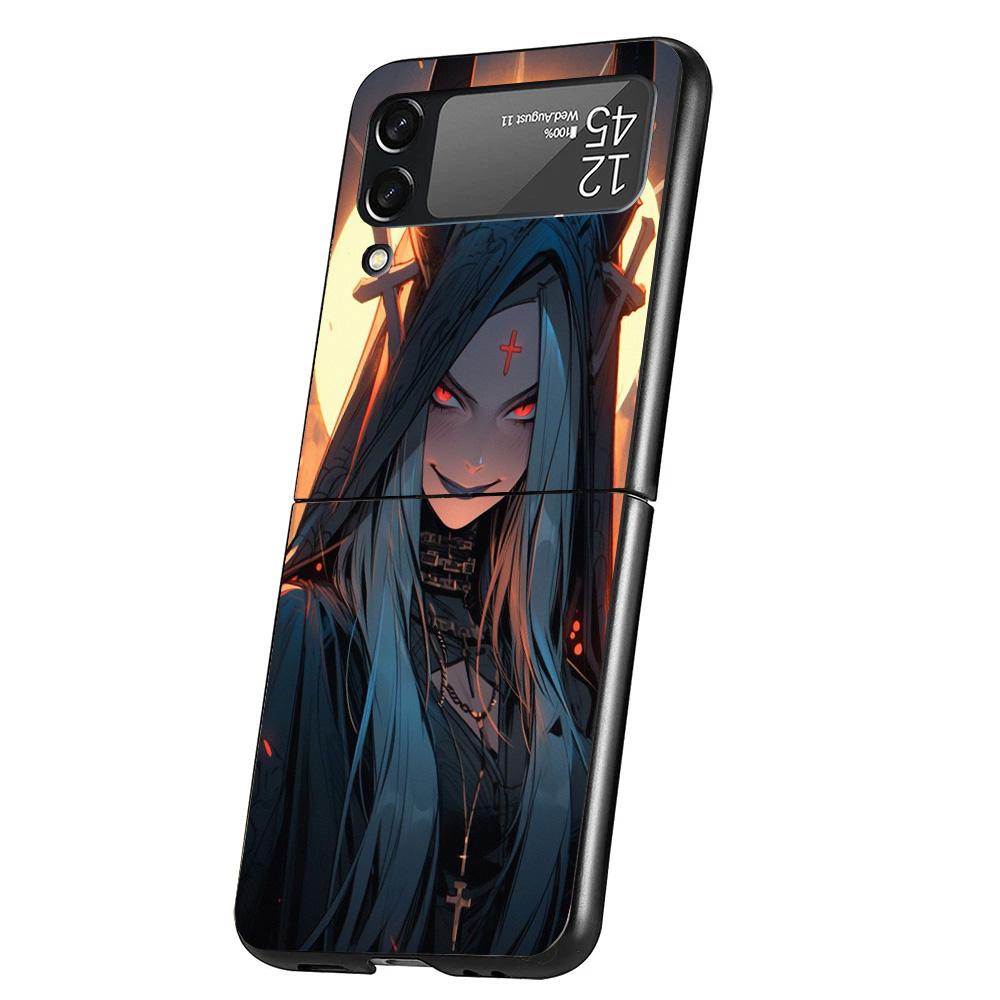 Dark Demon Nun Phone Case For Samsung Galaxy Z Flip 7 6 5 4 3 5G Cover ZFlip7 ZFlip6 ZFlip4 ZFlip5 ZFlip3 Coque Fundas Galaxy Z
