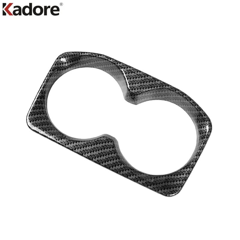 For Peugeot 3008 5008 GT 2016-   Carbon Fiber Car Console Water Cup Holder Frame Cover Trim Interior Accessories
