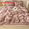New lace embroidery small fresh and cute girl heart bed four-piece set washed cotton summer bed sheet quilt cover bed hat