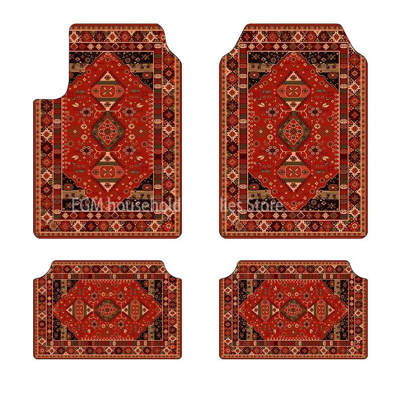 Bohemian Car Floor Mats Non Slip Soft Washable Universal Auto Foot Pads Vintage Interior Rugs