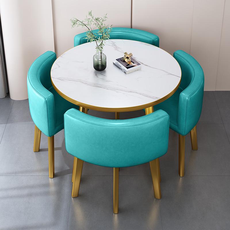 Modern Reception & Meeting Table Set: Office & Leisure Round or Square Dining Table with Chairs.