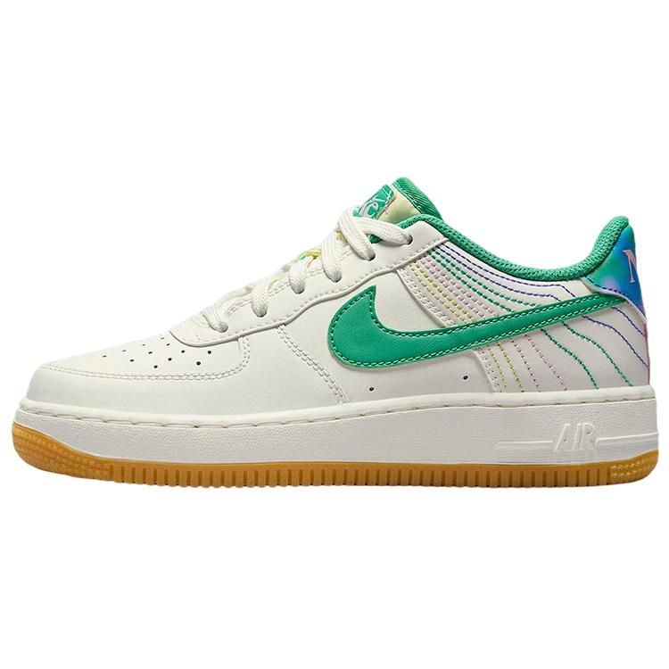 New Nike Air Force 1 Low LV8 3 Heel Stitch Sail Stadium Green GS FJ7540-100