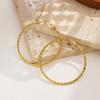 European Trendy Stainless Steel Geometric Ear Cuffs - High-End Gold Crushed Ice Titanium Earrings