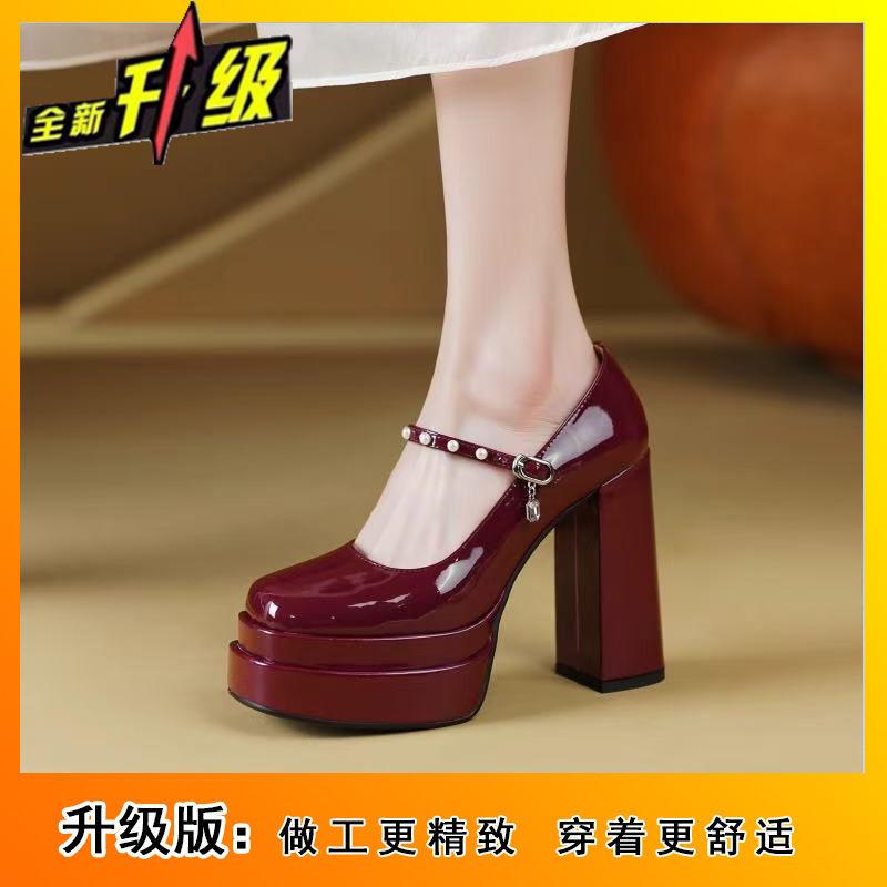 Versatile Fashion Small Thick Heel Waterproof Table High Heels Single Shoes Women's 2025 New Square Head Mary Jane Women's Shoes