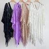 Tassels Bohemian Shawl Plus Size Crochet Top Women Casual Knit Hollow Out Top  Streetwear