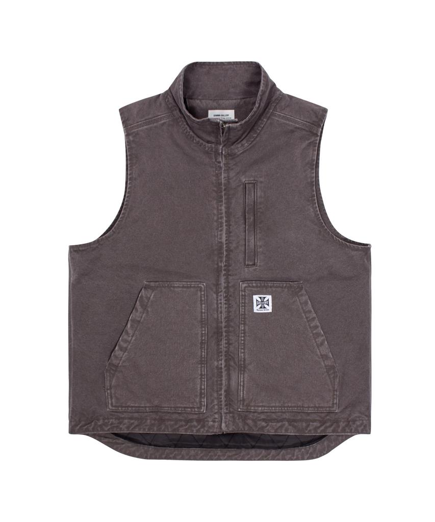 Gamma Gallery 13.5Oz Vintage Washed Padded Vest Jacket [Quilted Lining] - Charcoal