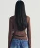 Nigaennikol Shirring Drape Boat Neck Top_Brown