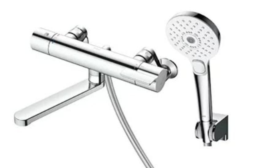 

TOTO Смеситель для ванной термостатический, комфортный, хромированный, клик, настенный, 170 мм, Волна,