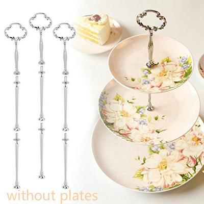 Multi-style 3 Tiers Cake Plate Stand Handle Fitting Hardware Rod Plate Stand Color:Silver