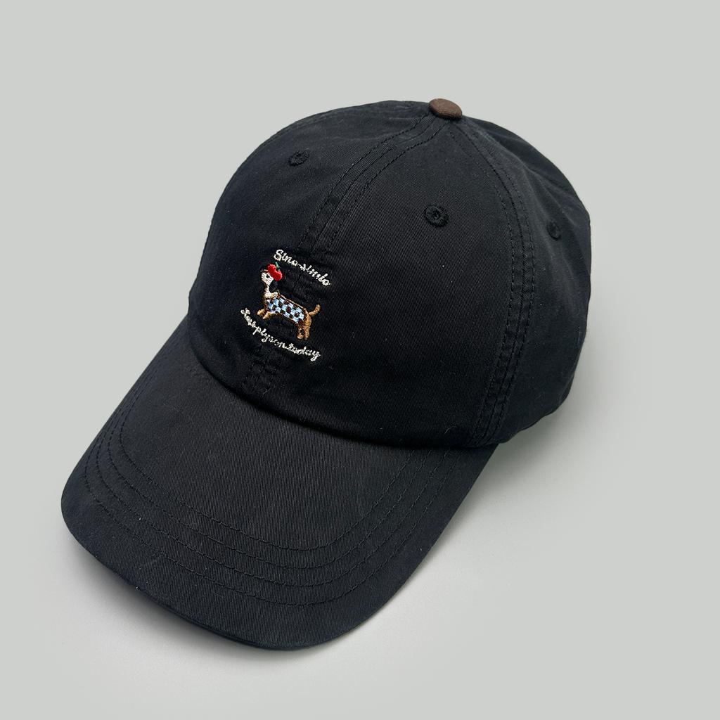 Spring/Summer Cute Puppy Plaid Tether Baseball Cap Ladies Shade Cartoon Embroidery Cap