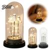 Transparent Bell Jar Night Light Halloween Decorations 3 Mini Up Ghost In Cloche with Small Decorative for Table Warm LED Lights Cute Spooky Decor