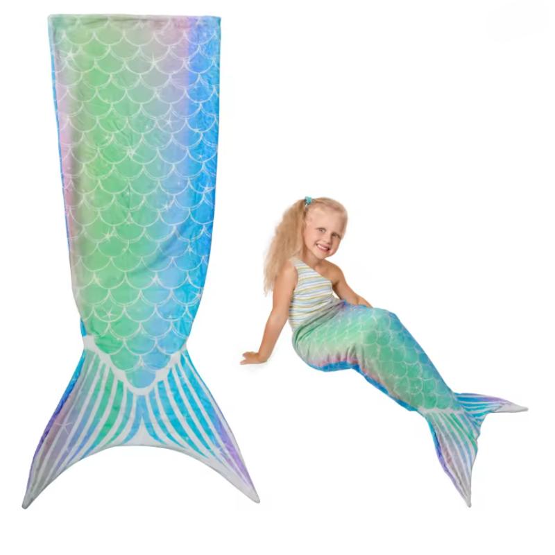 Flannel Mermaid Blanket Sleeping Blanket Adult Children Universal Mermaid Tail Blanket Comfortable Cute Blanket Hot Dropshipping