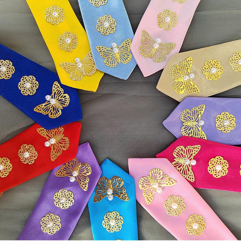 Purple Korean Ethnic Hair Accessories: Children's Headband and Girls' Hair Clips for Stage Performance and Hanbok Headdress