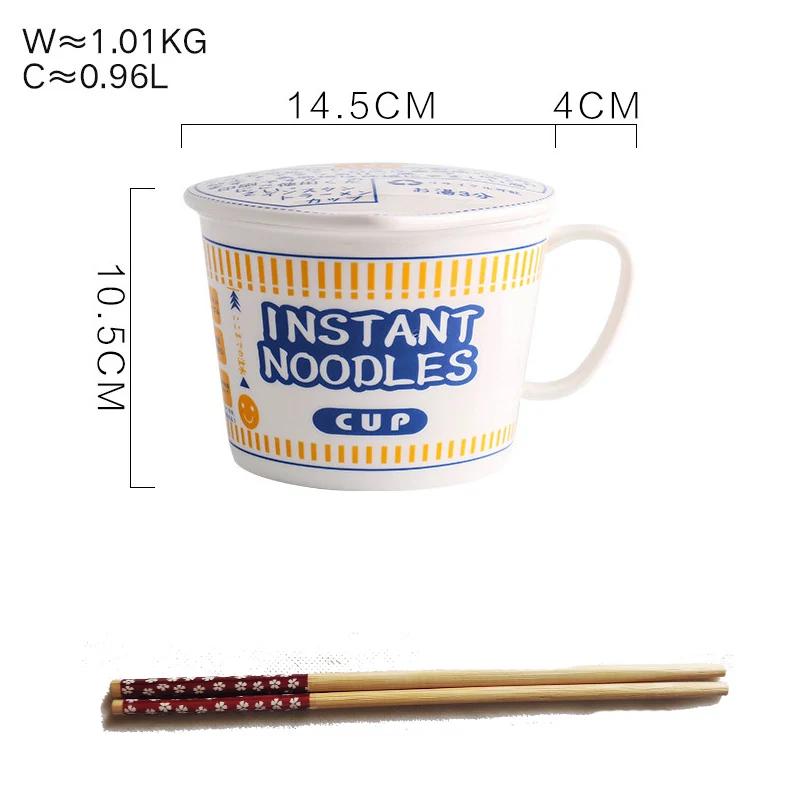 Ins style kreative Instant-Nudel Keramik Tasse Schüssel mit Deckel Bento-Box Studenten Brotdose Instant-Nudel Schüssel Suppenschüssel Set