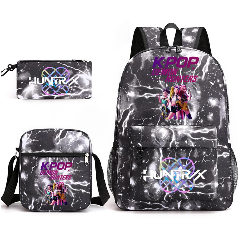 3Pcs/set Cute Cartoon Printed Backpack with Shoulder Bag Pencil Case for Teenager Student Boy Girl School Bag Large Capacity Bookbag Kid Gift