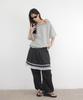 RONRON Frill Off Shoulder String T Shirt Gray