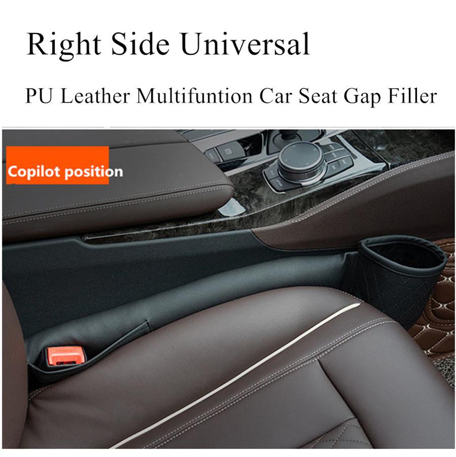 Pair Leather Car Seat Gap Filler Pockets Multifuntion Auto Seats Leak Stop Pad Soft Padding Phone Cards Cup Bottle Holder Storage Organizers