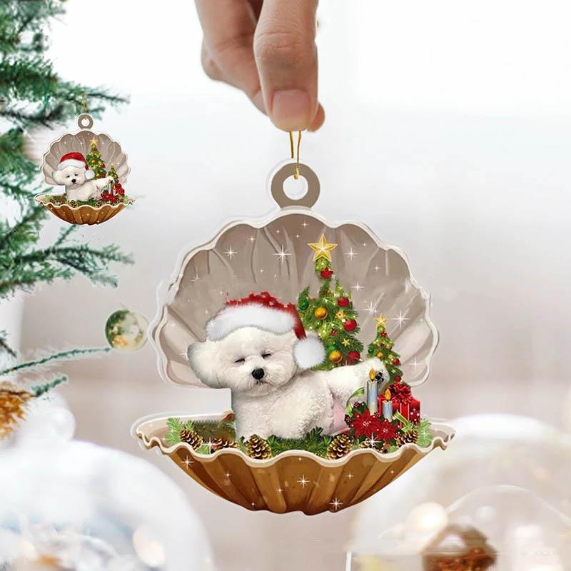 Cute Christmas Puppy Dog Shell Hanging Ornaments Xmas Tree Hanging Pendants Happy New Year 2024 Merry Christmas Decor For Home